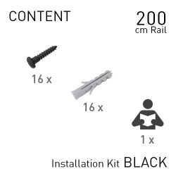 Fastener Kit Top Rail 200cm Black