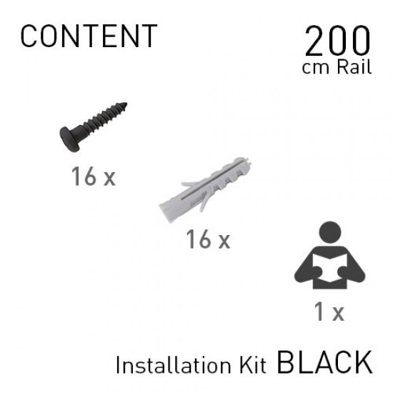 Artiteq Fastener Kit Top Rail 200cm Black