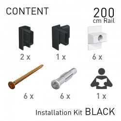 Fastener Kit Click Rail 200cm Black 