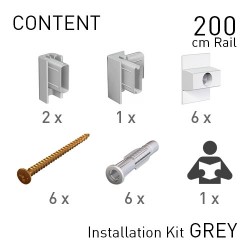 Fastener Kit Click Rail 200cm Grey