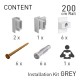 Artiteq Fastener Kit Click Rail 200cm Grey