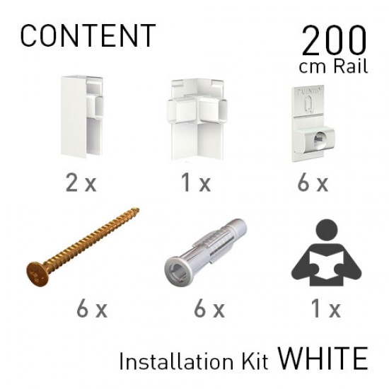 Artiteq Click Rail Pro White Primer 200cm KIT
